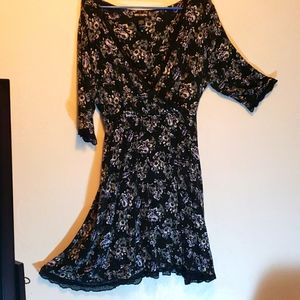 Hot Topic Skulls and Flowers Wrap Dress